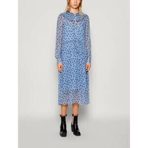 Baum Und Pferdgarten Amaira Midi Dress Size S Blue Dotted Leaf Floral  -READ